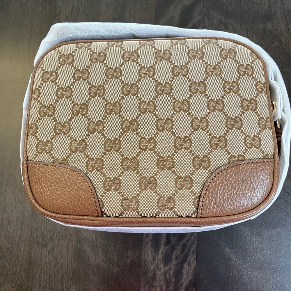 GUCCI BREE GUCCISSIMA GG LEATHER CANVAS CROSSBODY BAG